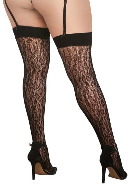 Leopard Fishnet Thigh High Dmd OSQ Black - Image 2