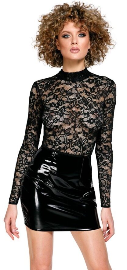Black Level Vinyl Dress with Lace - S