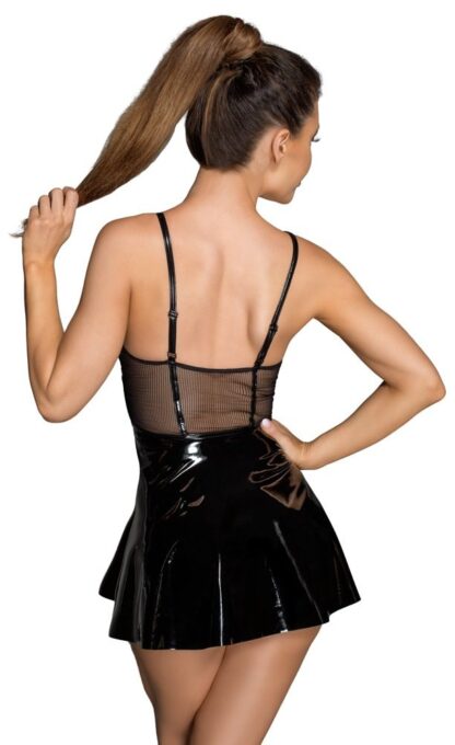 Erotické šaty Vinyl Mini Dress S noir - Image 2